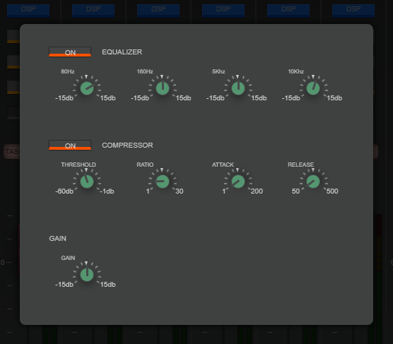 KIWI MIX individual fader DSP with equalizer, compressor and gain controls