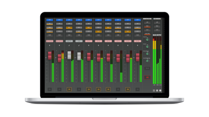 KIWI MIX software radio console displayed on a laptop